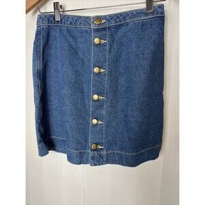 American Apparel Denim Button Front A Line Mini Skirt Size Small